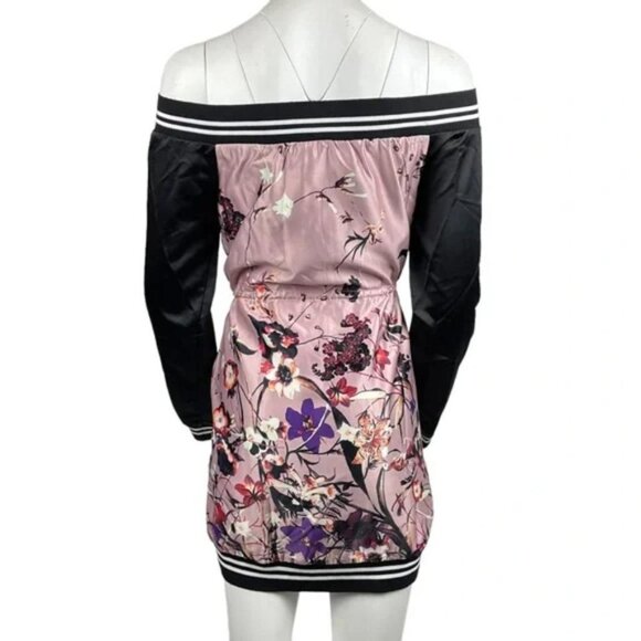 Off The Shoulder Floral Dress Pink/Black - Picture 3 of 3